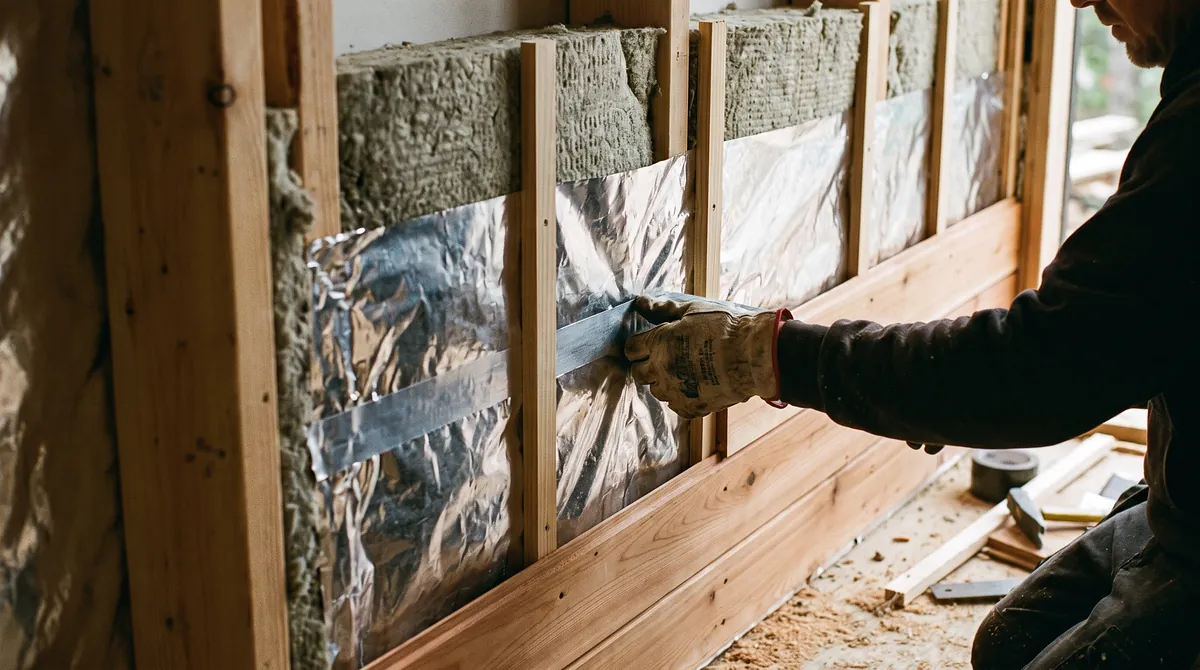 Lapisan dinding sandwich sauna rockwool foil dan papan cedar