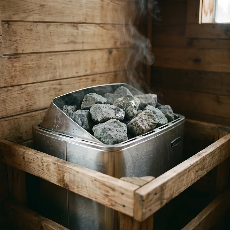 Tungku sauna listrik stainless berisi batu vulkanik panas